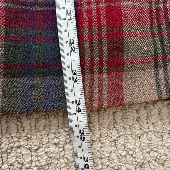 Talbots Red Blue Wool Plaid Wrap Vintage Lined Midi Skirt Size 6