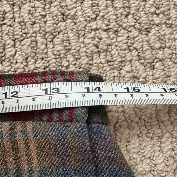 Talbots Red Blue Wool Plaid Wrap Vintage Lined Midi Skirt Size 6