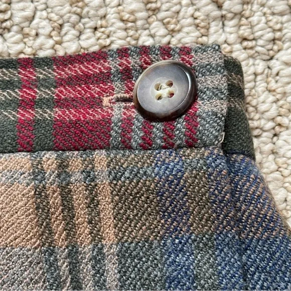 Talbots Red Blue Wool Plaid Wrap Vintage Lined Midi Skirt Size 6