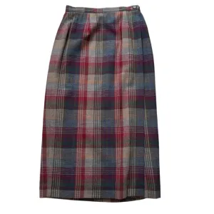 Talbots Red Blue Wool Plaid Wrap Vintage Lined Midi Skirt Size 6