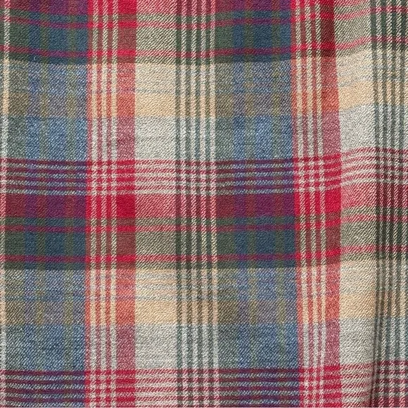 Talbots Red Blue Wool Plaid Wrap Vintage Lined Midi Skirt Size 6
