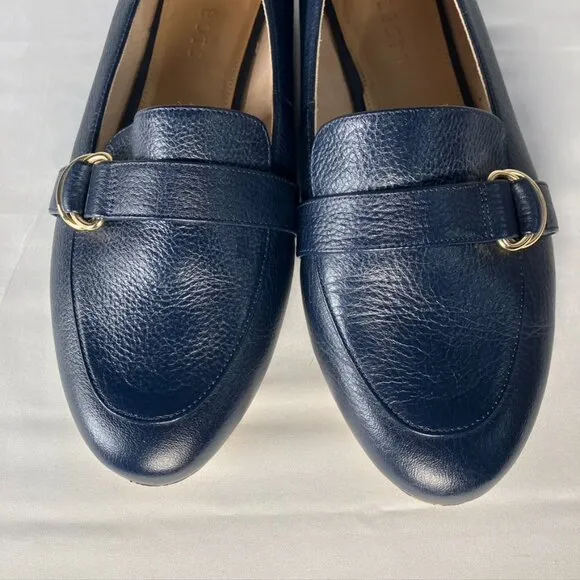 Talbots Ryan D-Ring Loafers - Tonal Webbing Navy Leather Womens 9.5M P203041445