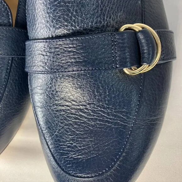 Talbots Ryan D-Ring Loafers - Tonal Webbing Navy Leather Womens 9.5M P203041445