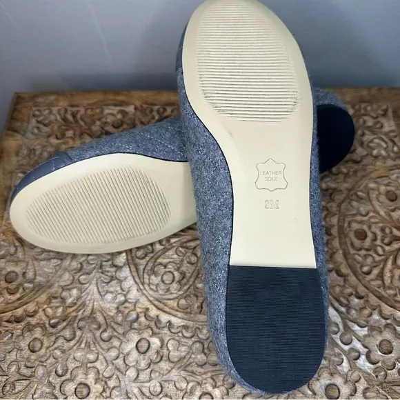 Talbots Women’s Blair Dark Grey Cap Toe Ballet Quilted Flats