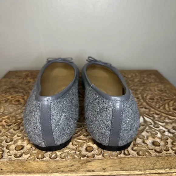 Talbots Women’s Blair Dark Grey Cap Toe Ballet Quilted Flats