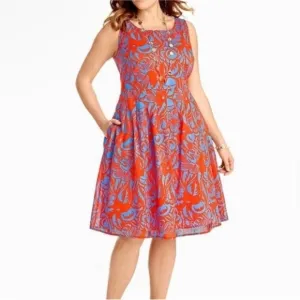 Talbots Women’s Fit &amp; Flare Sleeveless Floral Pleated Dress Size 4