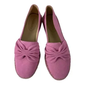 Talbots Women's Suede Espadrilles Slipon Flats Bow Detail Barbie Pink Size 7