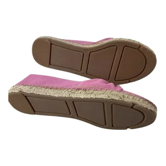 Talbots Women's Suede Espadrilles Slipon Flats Bow Detail Barbie Pink Size 7