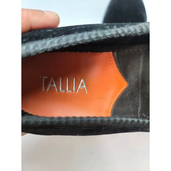 Tallia Enrico Men Black Velvet Slip-On Loafers Size 8.5