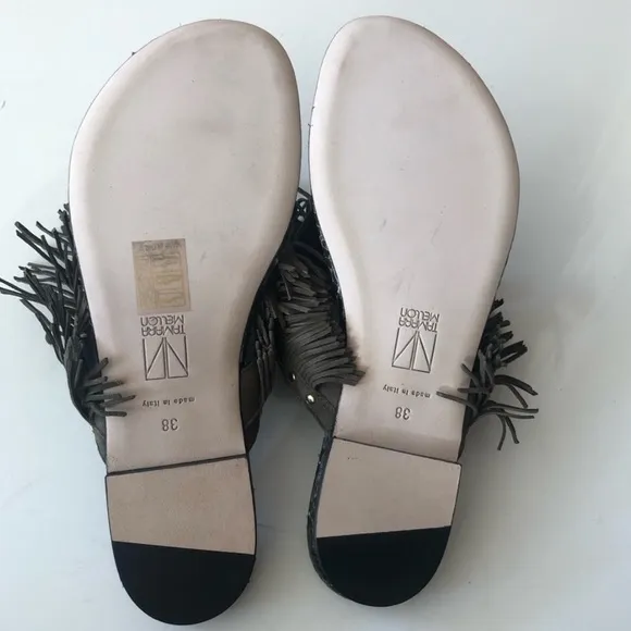 Tamara Mellon Desert Fringe Flat Thong Sandals New In Box NIB