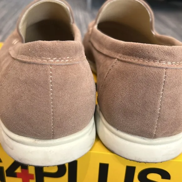 Tan Loafers Slip-Ons with Soft Suede Upper and Flat Sole