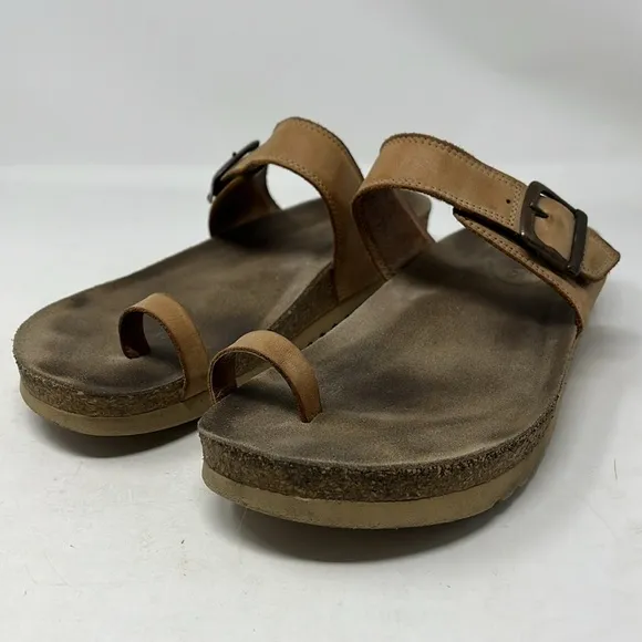 TAOS FOOTWEAR TOE RING CARAMEL Brown Leather Sandals EU 41 US 10-10.5