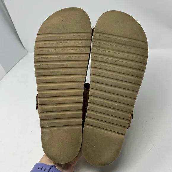 TAOS FOOTWEAR TOE RING CARAMEL Brown Leather Sandals EU 41 US 10-10.5
