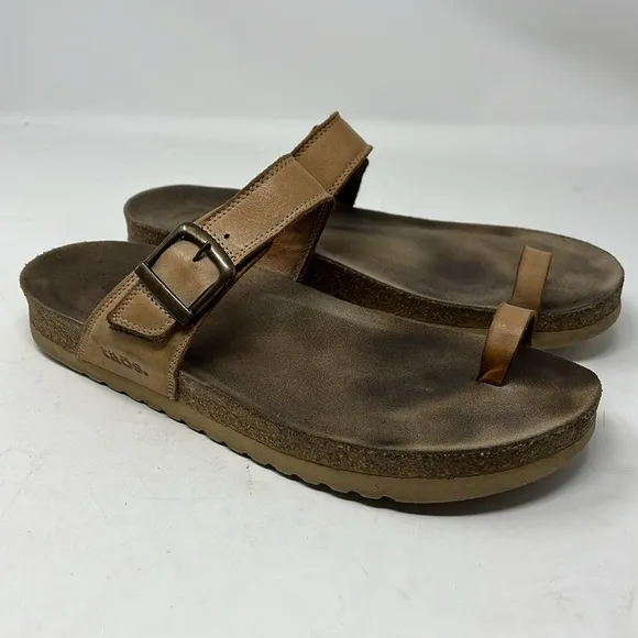 TAOS FOOTWEAR TOE RING CARAMEL Brown Leather Sandals EU 41 US 10-10.5