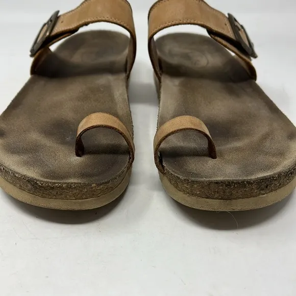 TAOS FOOTWEAR TOE RING CARAMEL Brown Leather Sandals EU 41 US 10-10.5