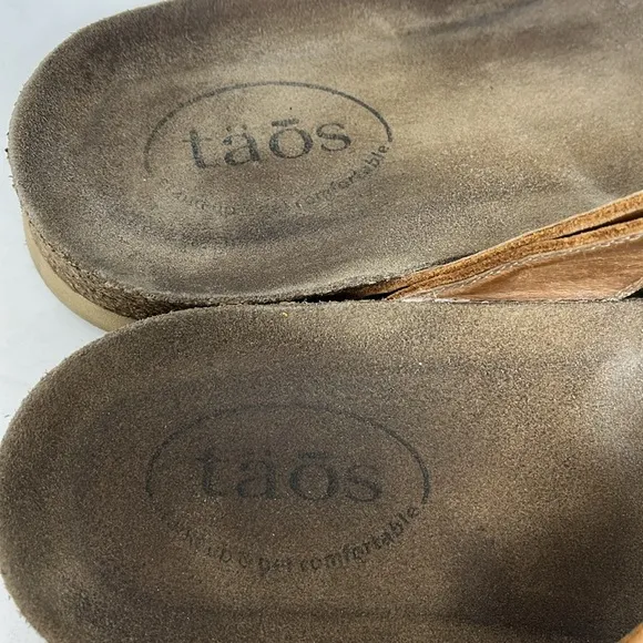 TAOS FOOTWEAR TOE RING CARAMEL Brown Leather Sandals EU 41 US 10-10.5