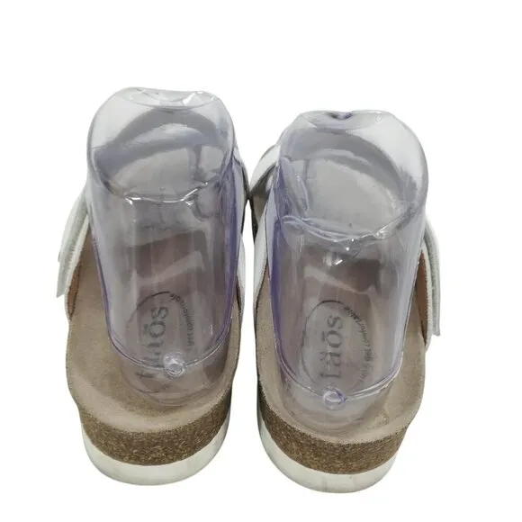 Taos Lola White Leather Toe Loop Sandals Size EU 37 US 6.-6.5 Thong Hook &amp; Loop