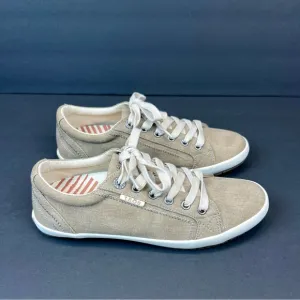 Taos Womens Star Sneakers Shoes Khaki STA-12844 Canvas Low Top Lace Up Size 8
