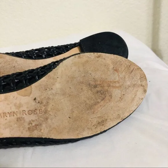 Taryn Rose Beatriz Woven Leather Black Flats Size 8.5