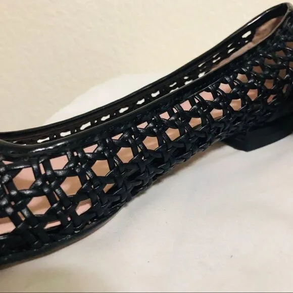 Taryn Rose Beatriz Woven Leather Black Flats Size 8.5