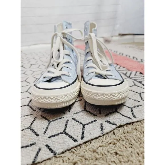 TAYLOR SWIFT CUSTOM PAINTED ALBUM TITLES CONVERSE HIGH TOP SNEAKERS, SZ 6.5