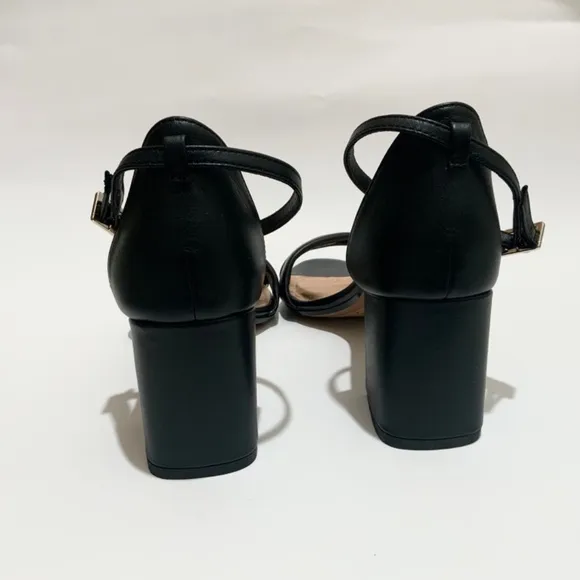 Ted Baker Sheaha Ankle Strap Heels Black Leather Sandal Block Heel Pumps 37 6.5