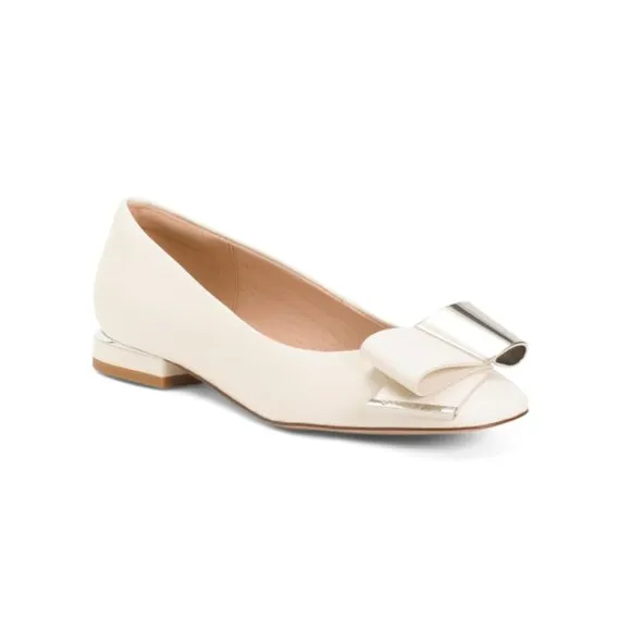 TED BAKER White/multi Leather Daria Bow Flats
