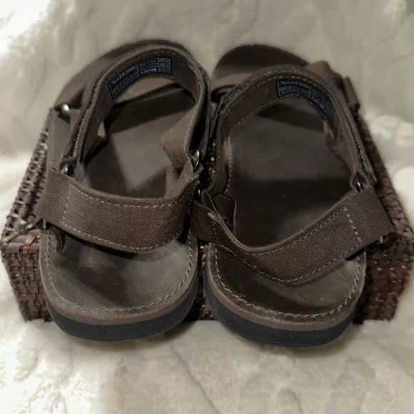 TEVA 13 Brown Original Universal Menswear Leather Canvas Velcro Straps Sandals