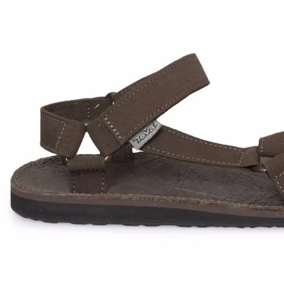 TEVA 13 Brown Original Universal Menswear Leather Canvas Velcro Straps Sandals