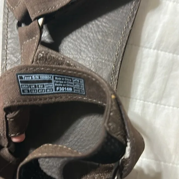 TEVA 13 Brown Original Universal Menswear Leather Canvas Velcro Straps Sandals