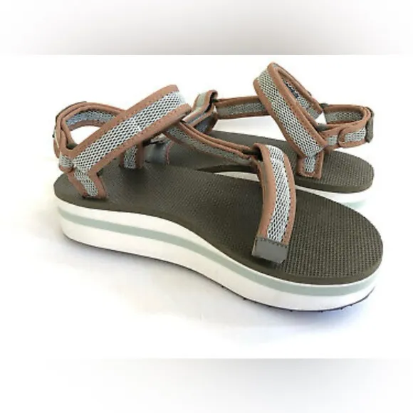 TEVA Flatform Universal Mesh Print Platform Sandals *Olive/Sea Foam‎