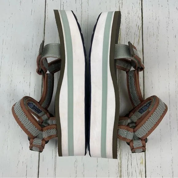 TEVA Flatform Universal Mesh Print Platform Sandals *Olive/Sea Foam‎