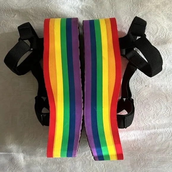 Teva Flatform Universal Rainbow Pride Platform Sandals Womens Size 9