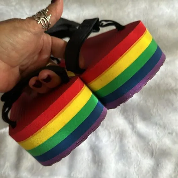 Teva Flatform Universal Rainbow Pride Platform Sandals Womens Size 9