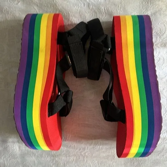 Teva Flatform Universal Rainbow Pride Platform Sandals Womens Size 9