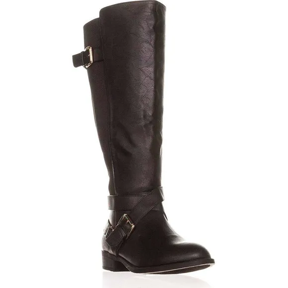 Thalia Sodi Vada Wide-Width Wide-Calf Riding Boots Faux Leather Black 6M