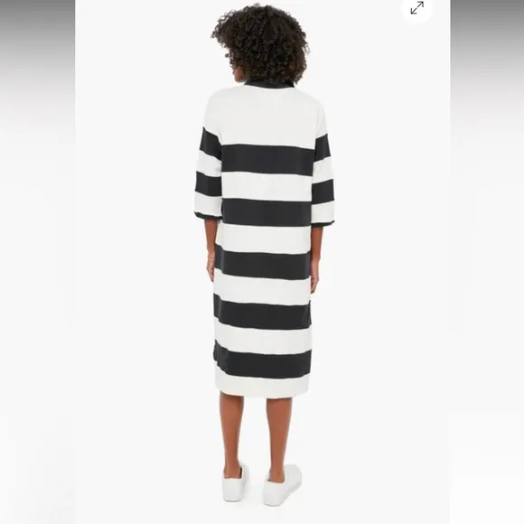 The Great. The Rugby Polo Dress Washed White And Black Size Small