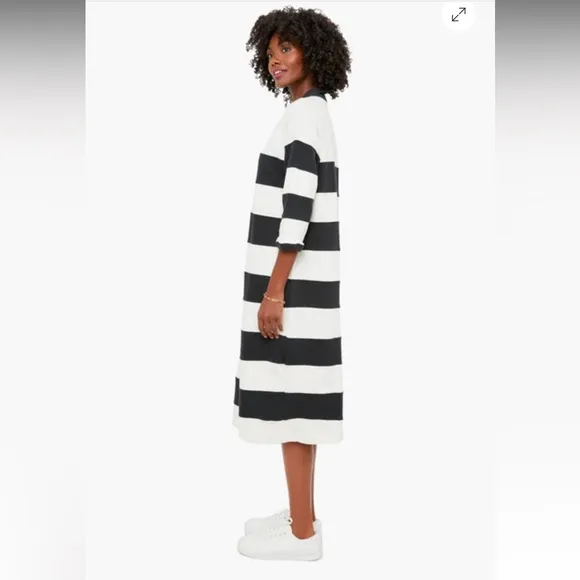 The Great. The Rugby Polo Dress Washed White And Black Size Small