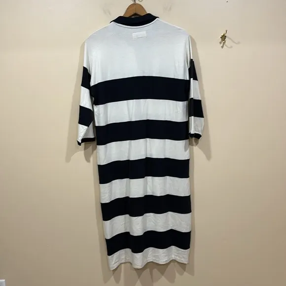 The Great. The Rugby Polo Dress Washed White And Black Size Small