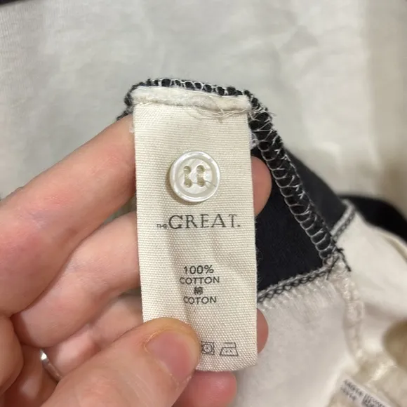 The Great. The Rugby Polo Dress Washed White And Black Size Small