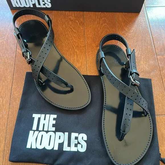 The Kooples Perforated thong Sandals size 40 or a US 9. New with box and dustbag