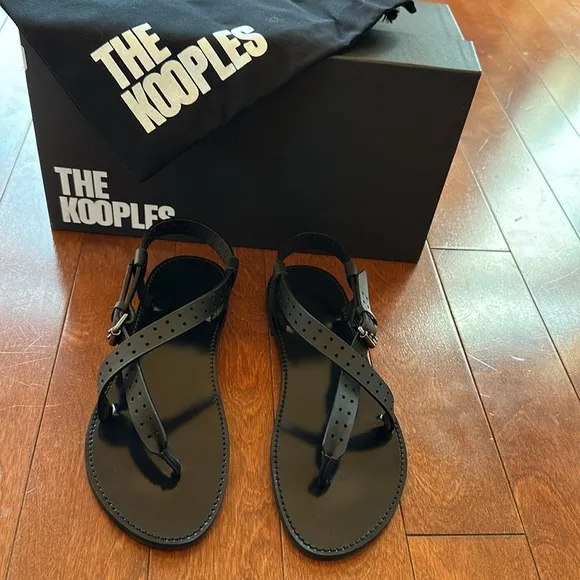 The Kooples Perforated thong Sandals size 40 or a US 9. New with box and dustbag
