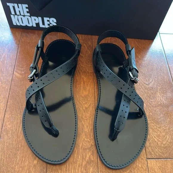 The Kooples Perforated thong Sandals size 40 or a US 9. New with box and dustbag