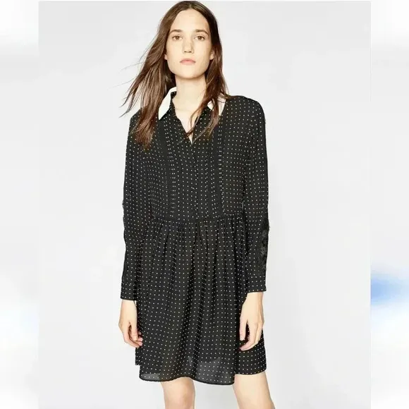 The Kooples Polkadot and Lace Shirt Dress