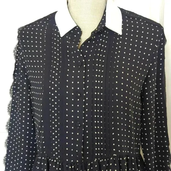 The Kooples Polkadot and Lace Shirt Dress