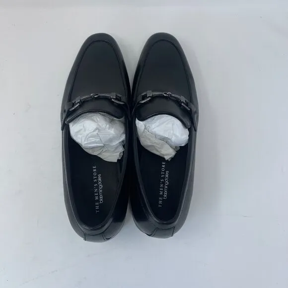 The Men's Store at Bloomingdale's Bit Loafers Mens 9 Black Leather Slip-on S0699