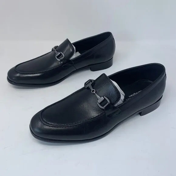 The Men's Store at Bloomingdale's Bit Loafers Mens 9 Black Leather Slip-on S0699