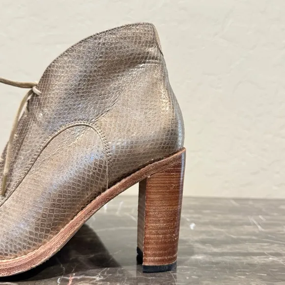 The Office of Angela Scott Metallic Snake Embossed Ankle Boots