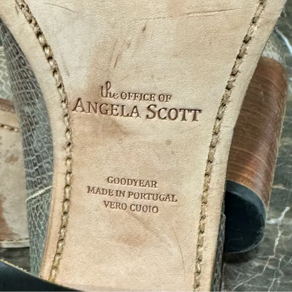 The Office of Angela Scott Metallic Snake Embossed Ankle Boots