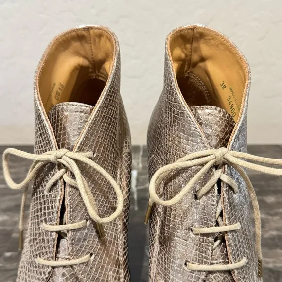 The Office of Angela Scott Metallic Snake Embossed Ankle Boots